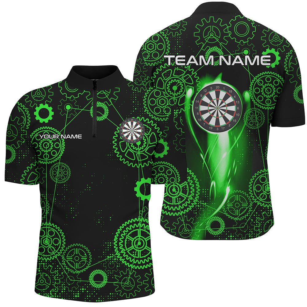 Grüne Darts Gearwheel - Muster Dart Poloshirts, Darts Liga Team Uniform T3187 - Outfitsuche