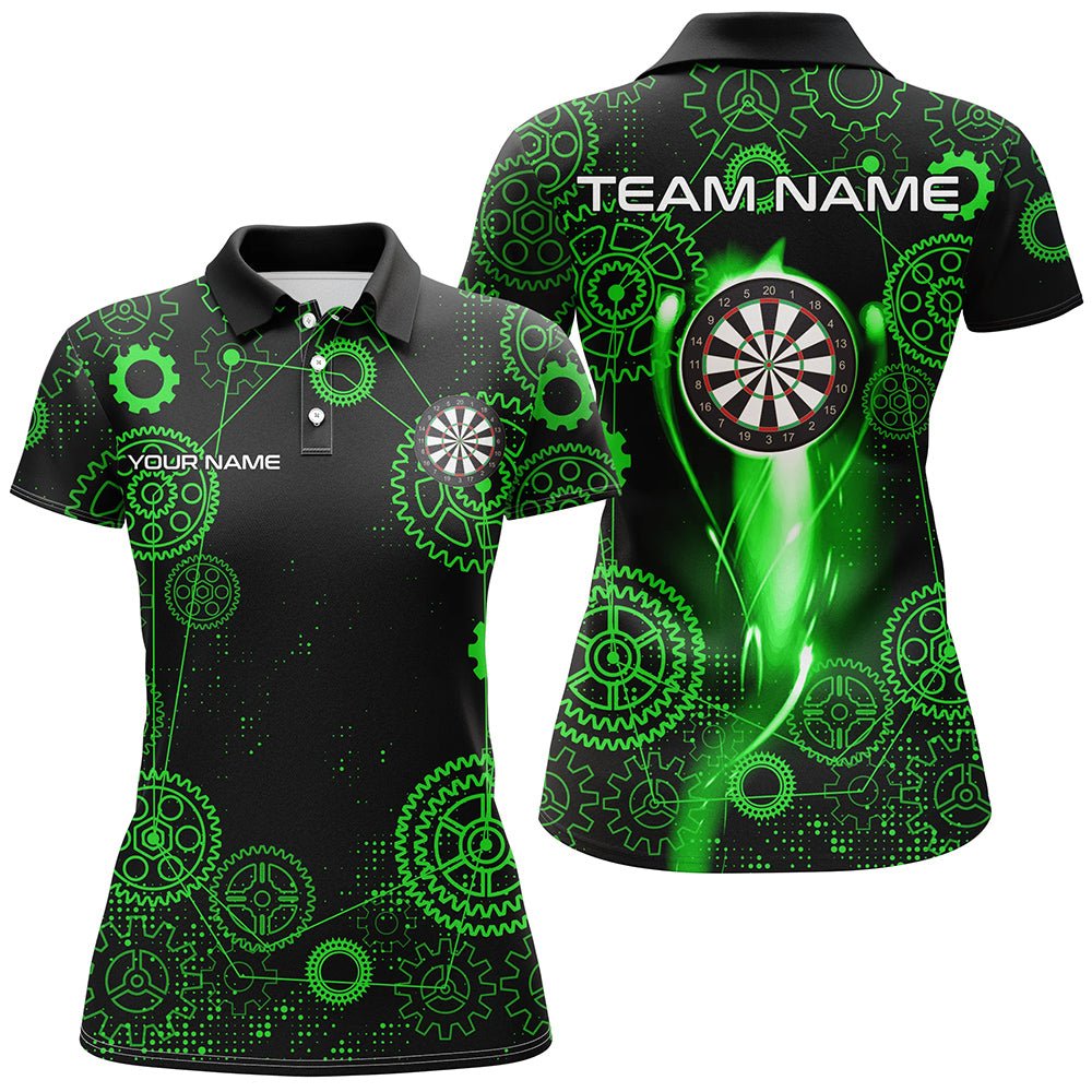 Grüne Darts Gearwheel - Muster Dart Poloshirts, Darts Liga Team Uniform T3187 - Outfitsuche