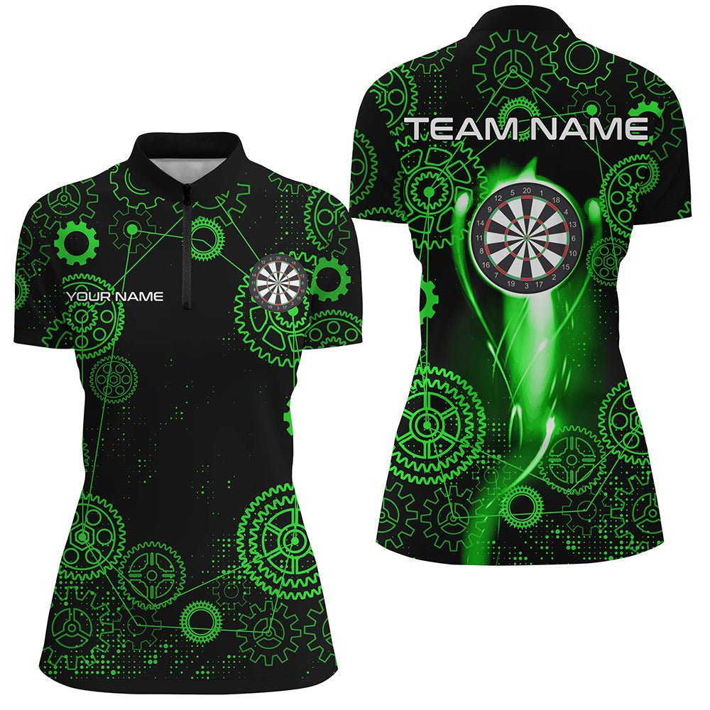 Grüne Darts Gearwheel - Muster Dart Poloshirts, Darts Liga Team Uniform T3187 - Outfitsuche