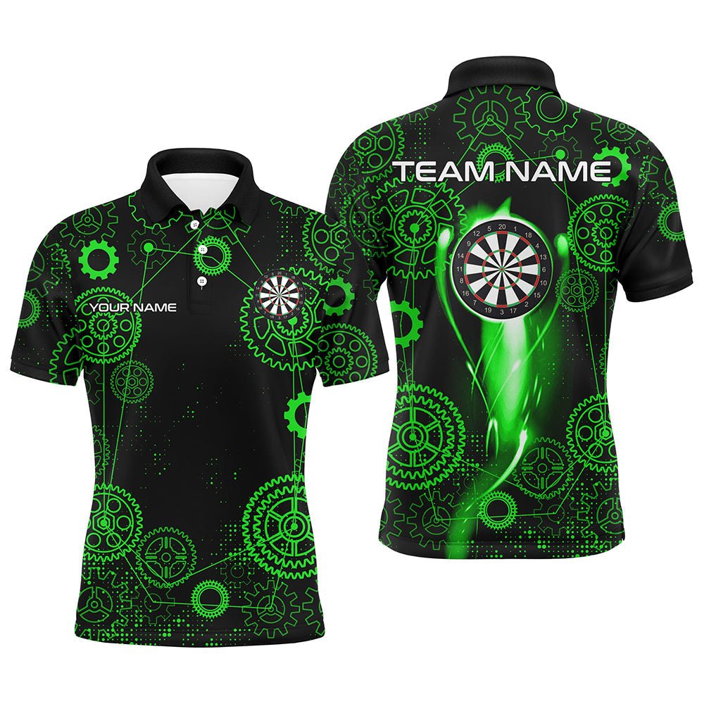 Grüne Darts Gearwheel - Muster Dart Poloshirts, Darts Liga Team Uniform T3187 - Outfitsuche