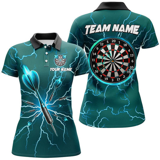 Grüne Darts Thunder Lightning Dart Polo & Quarter Zip Damen Dartshirts – Individuelle Dart - Trikots T3033 - Outfitsuche