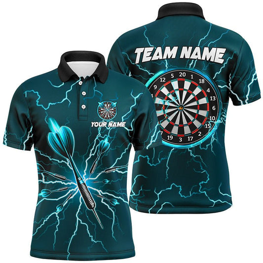 Grüne Darts Thunder Lightning Dart Poloshirts & Quarter - Zip Dart Trikots für Herren T3033 - Outfitsuche