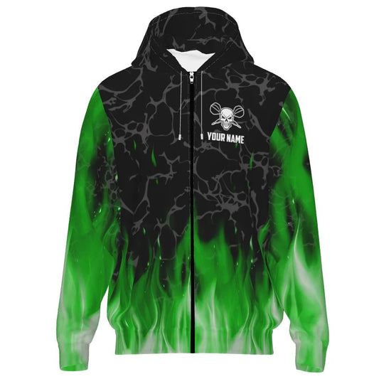 Grüne Flammen Skull Darts Kapuzenpullover – Stylisch und Bequem für Darts - Liebhaber L1423 - Outfitsuche