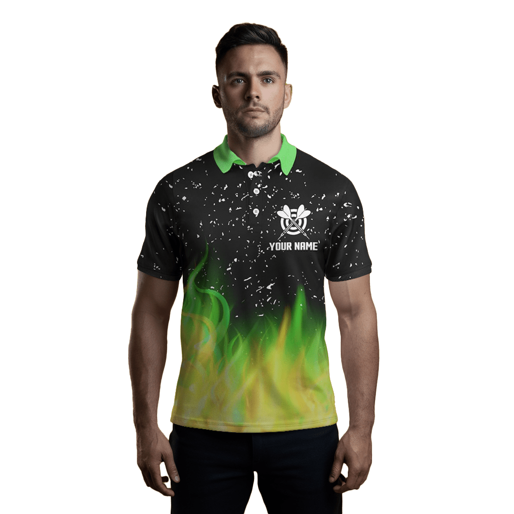 Grüne und Gelbe Dartboard Herren Darts Viertel - Zip Polo - Dart Trikots für Team T1211 - Outfitsuche