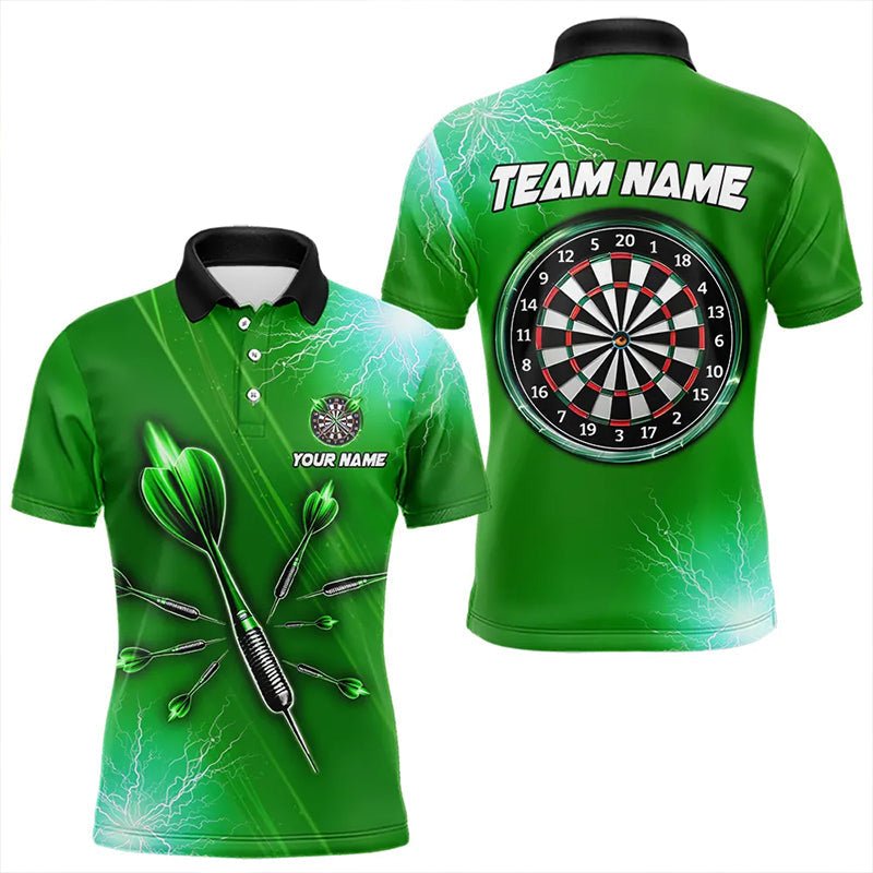Grüner Donner Blitz Licht Darts Polo Shirt - Personalisierte Darts - Trikots T3393 - Outfitsuche