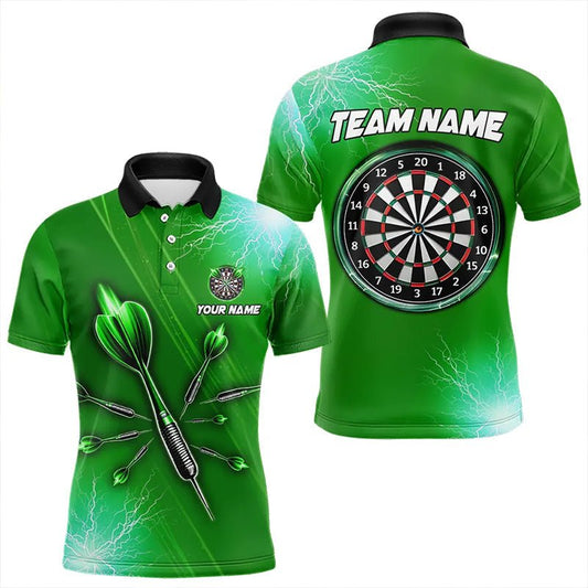 Grüner Donner Blitz Licht Darts Polo Shirt - Personalisierte Darts - Trikots T3393 - Outfitsuche
