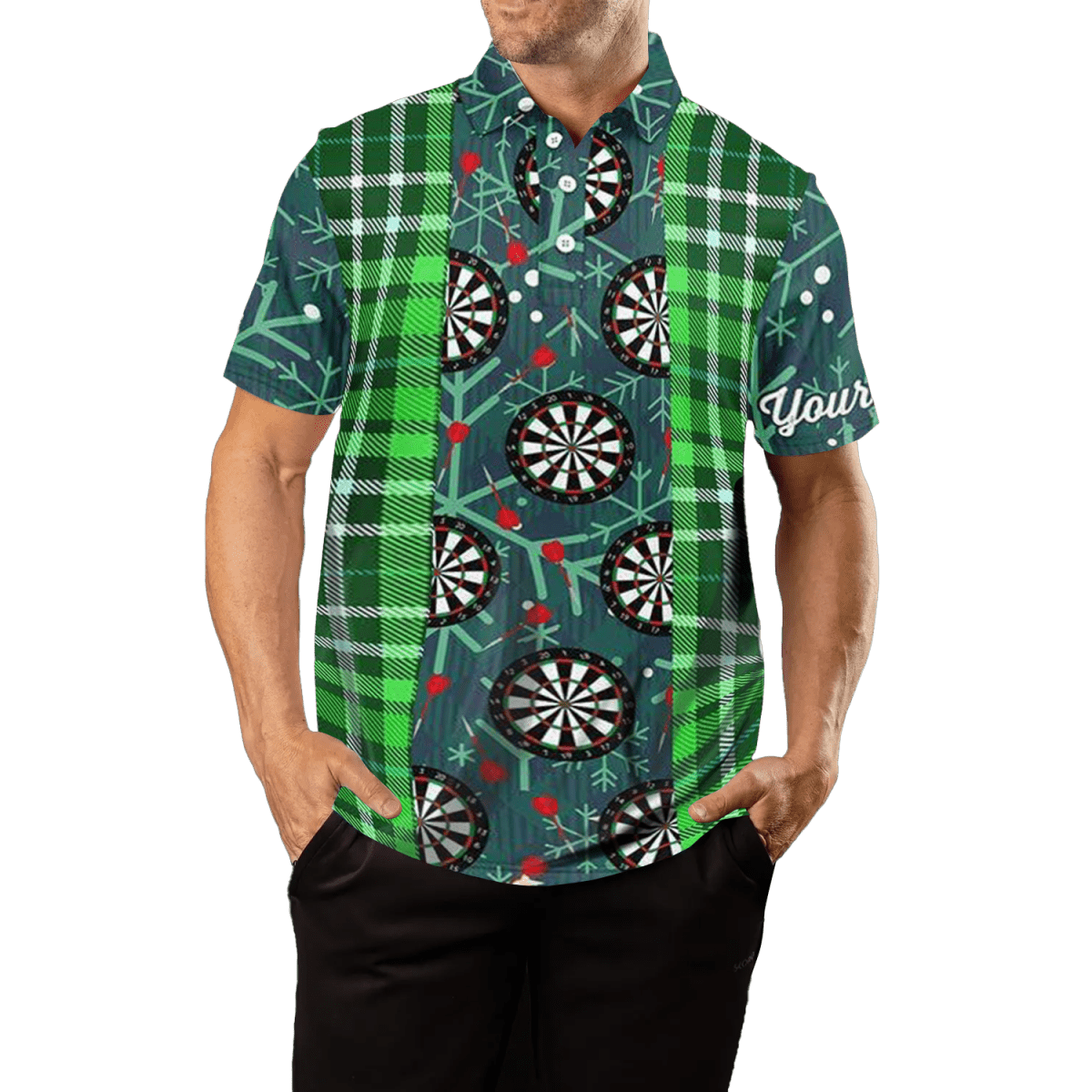 Grünes Flanell - Karo Herren Darts Polo - Shirt V292 - Outfitsuche