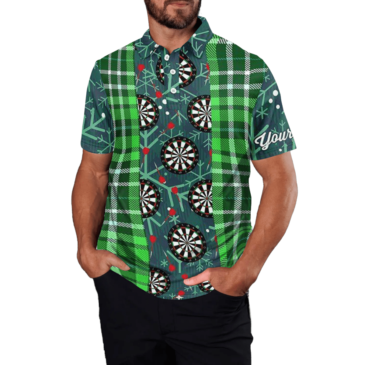 Grünes Flanell - Karo Herren Darts Polo - Shirt V292 - Outfitsuche