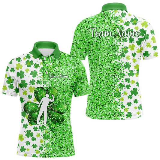 Grünes Glitzer Shamrock Kleeblatt Darts Polo - Shirt für St. Patrick's Day Darts - Team N9464 - Outfitsuche