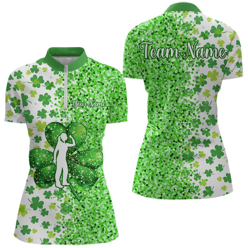 Grünes Glitzer Shamrock Kleeblatt Darts Polo - Shirt für St. Patrick's Day Darts - Team N9464 - Outfitsuche