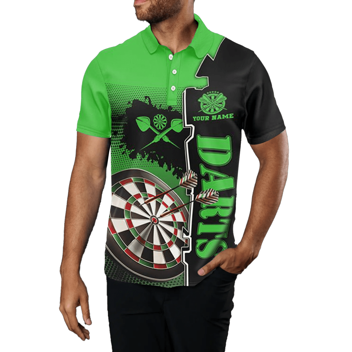 Grünes Herren Darts Polo Shirt | Schwarz | Trikot C677 green - Outfitsuche