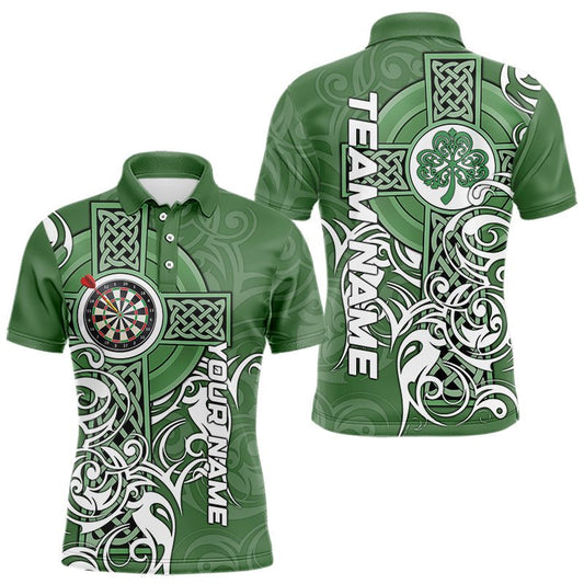 Grünes Irisches Tribal Kreuz St. Patrick's Day Darts Poloshirt Personalisierte Glücks - Darts - Team - Trikots N9553 - Outfitsuche