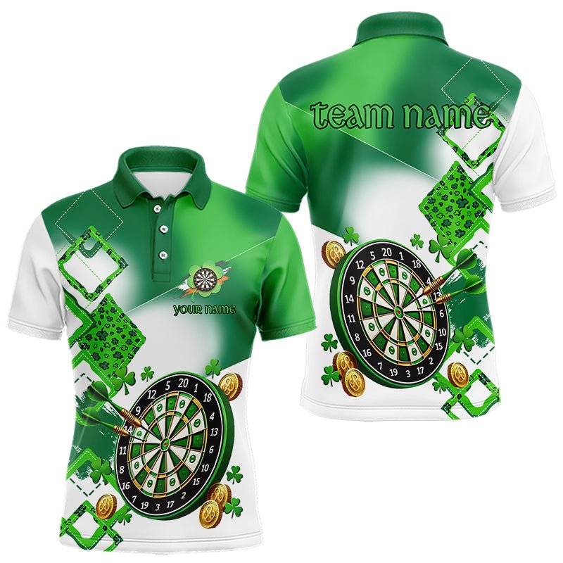 Grünes Shamrock Dart Polo - Shirt, personalisiertes Trikot für St. Patrick's Day Team - Liga N9557 - Outfitsuche