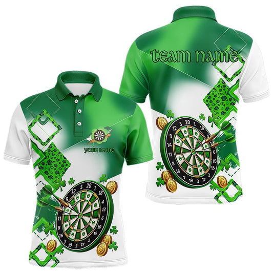 Grünes Shamrock Dart Polo - Shirt, personalisiertes Trikot für St. Patrick's Day Team - Liga N9557 - Outfitsuche