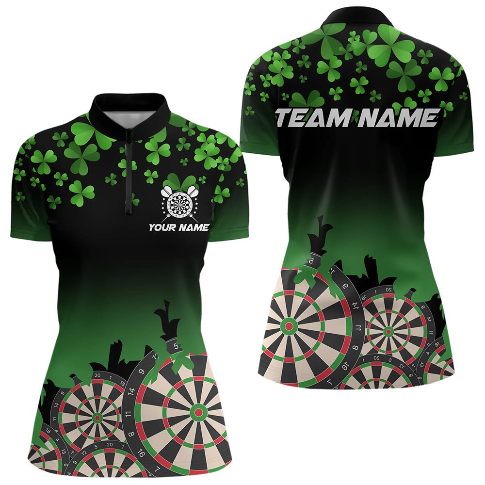 Grünes Shamrock Darts Board Muster Glückliche Darts Poloshirt Für St. Patrick's Day Team Darts Jersey N9389 - Outfitsuche