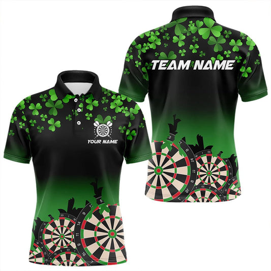 Grünes Shamrock Darts Board Muster Glückliche Darts Poloshirt Für St. Patrick's Day Team Darts Jersey N9389 - Outfitsuche