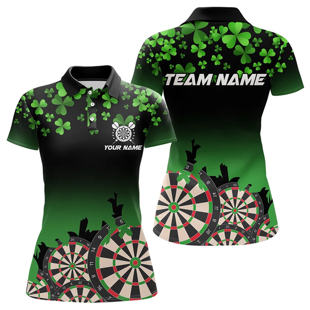 Grünes Shamrock Darts Board Muster Glückliche Darts Poloshirt Für St. Patrick's Day Team Darts Jersey N9389 - Outfitsuche