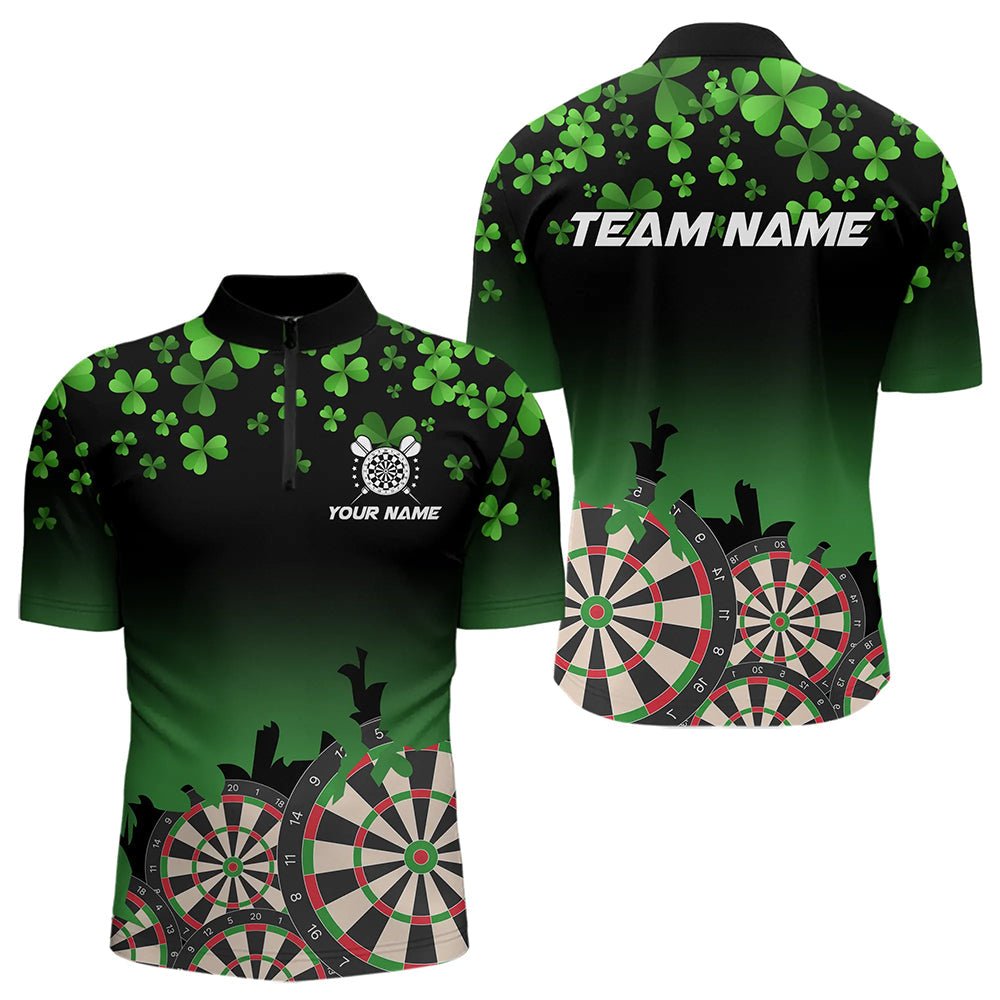 Grünes Shamrock Darts Board Muster Glückliche Darts Poloshirt Für St. Patrick's Day Team Darts Jersey N9389 - Outfitsuche