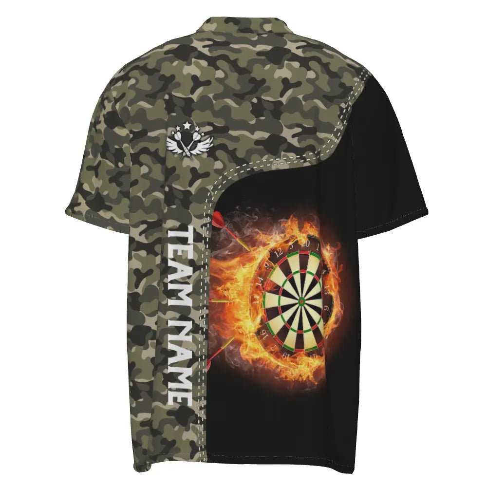 Grünes Tarnmuster-Flammen-Dartsboard-Herren-1/4-Zip-Shirt, individuell anpassbares Darts-Shirt für Männer Dart-Trikot Y479 - Outfitsuche