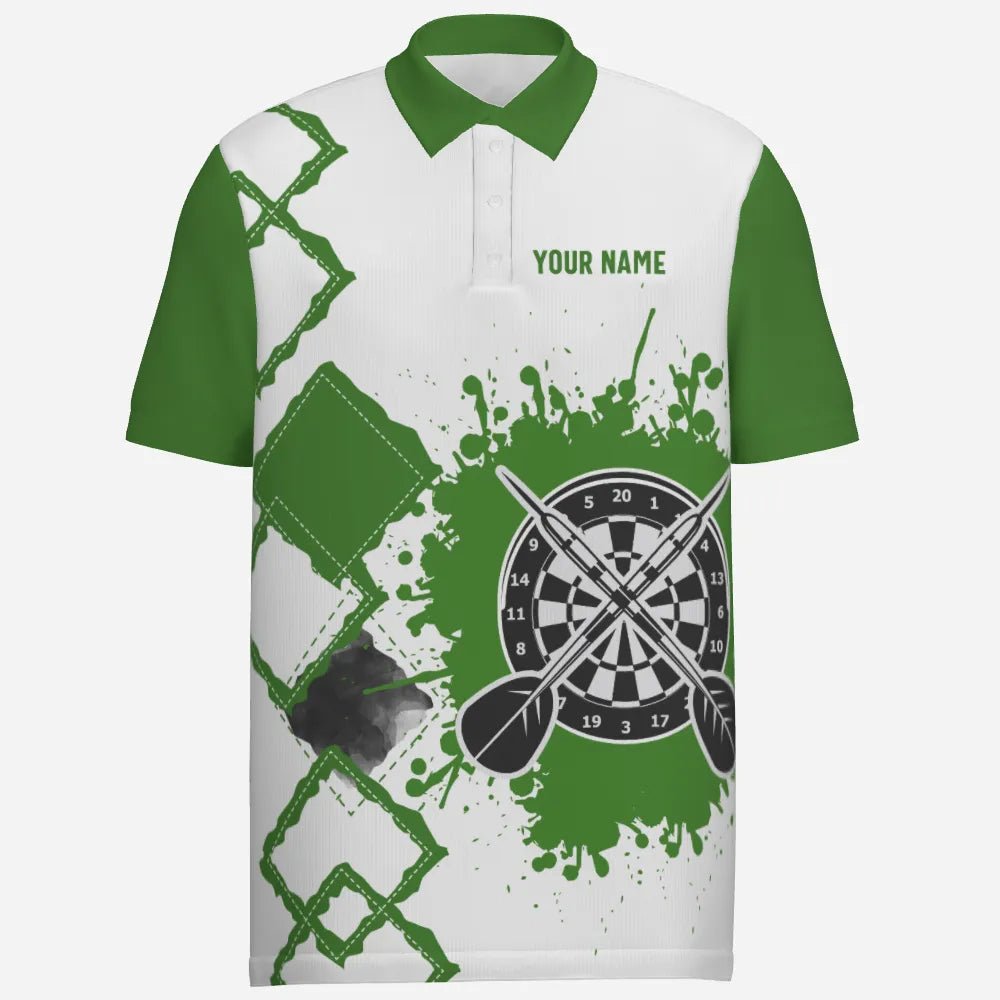 Grünes und weißes Herren Darts Polo Shirt, individuell anpassbares cooles Darts Trikot für Männer - König der Darts W936 - Outfitsuche