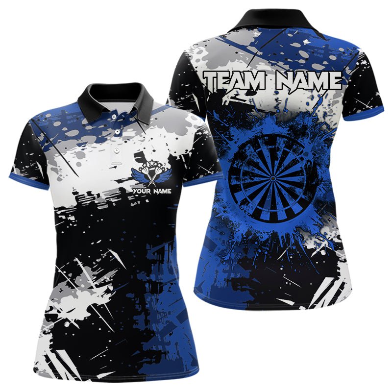 Grunge Blau Farbklecks Dart Polo Shirt - Personalisierte Dart Team Jerseys T3538 - Outfitsuche