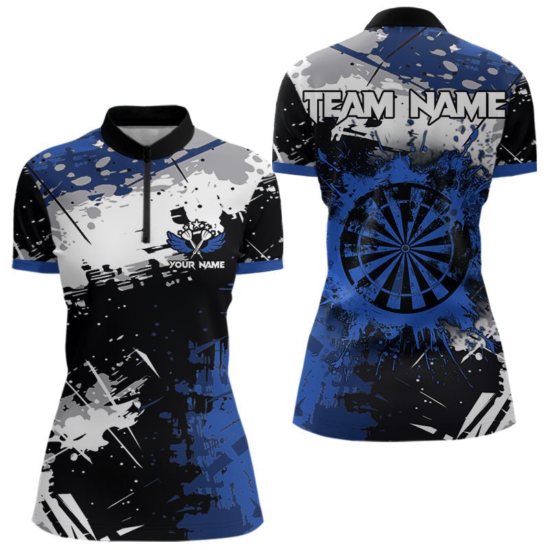 Grunge Blau Farbklecks Dart Polo Shirt - Personalisierte Dart Team Jerseys T3538 - Outfitsuche