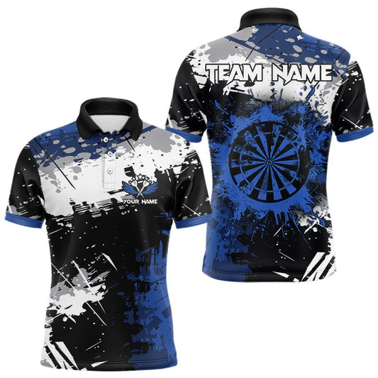 Grunge Blau Farbklecks Dart Polo Shirt - Personalisierte Dart Team Jerseys T3538 - Outfitsuche