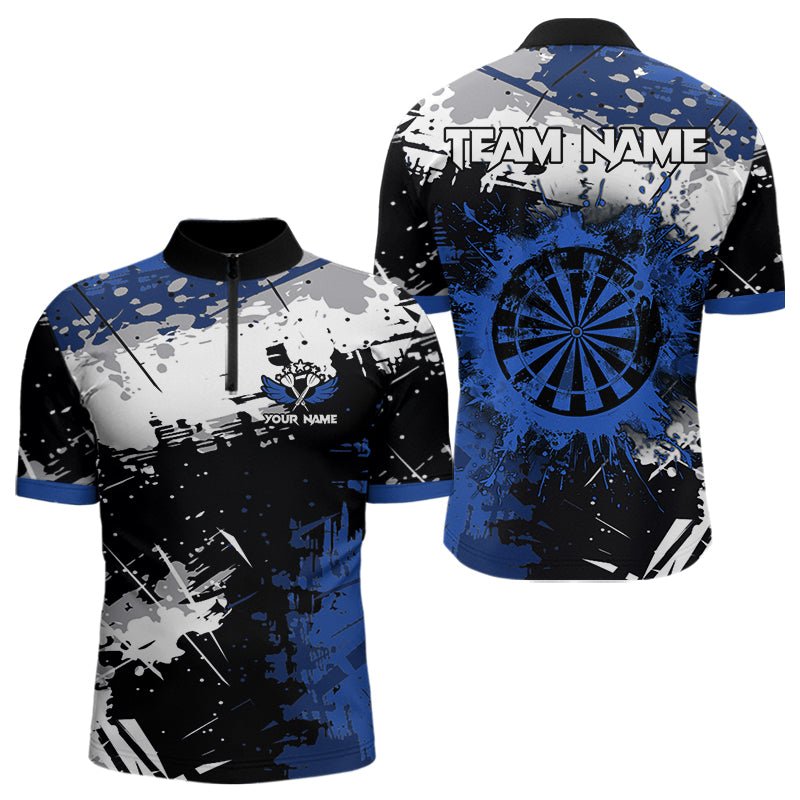 Grunge Blau Farbklecks Dart Polo Shirt - Personalisierte Dart Team Jerseys T3538 - Outfitsuche