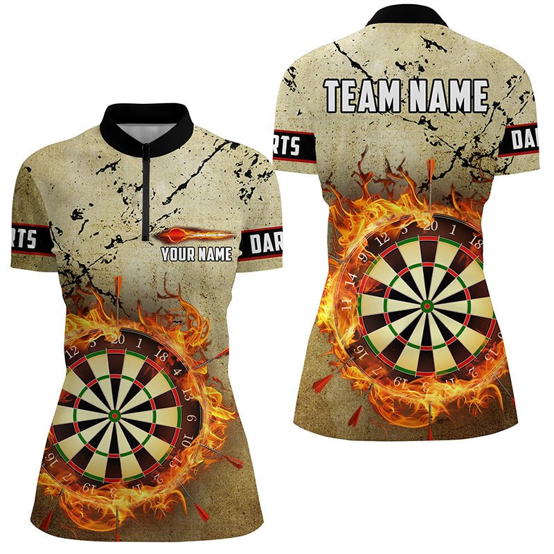 Grunge Feuer Flamme Darts Polo & Zip Shirts - Damen Custom Retro Trikot T1668 - Outfitsuche