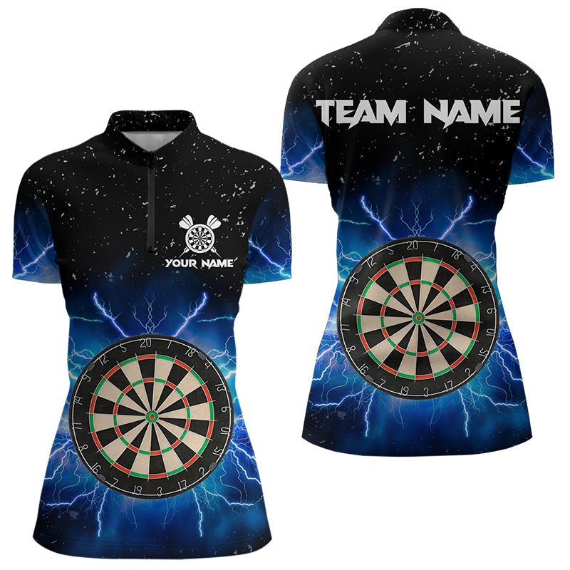Grunge Schwarze Blaue Blitz Darts Polo Shirt – Personalisierbares Darttrikot T3399 - Outfitsuche