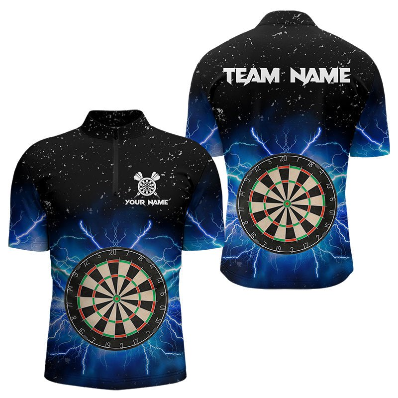 Grunge Schwarze Blaue Blitz Darts Polo Shirt – Personalisierbares Darttrikot T3399 - Outfitsuche