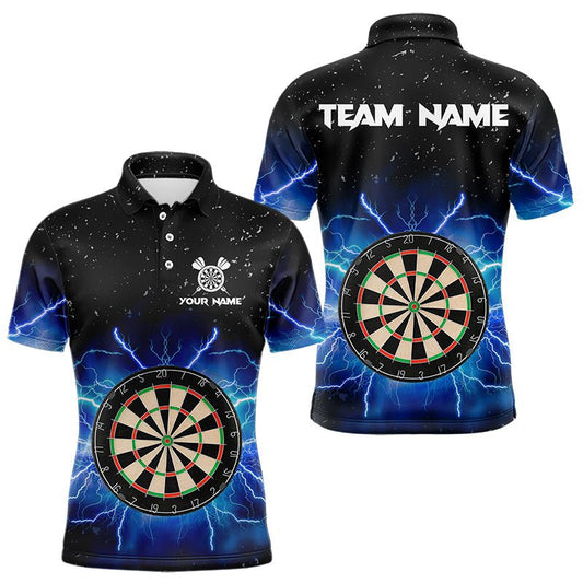 Grunge Schwarze Blaue Blitz Darts Polo Shirt – Personalisierbares Darttrikot T3399 - Outfitsuche