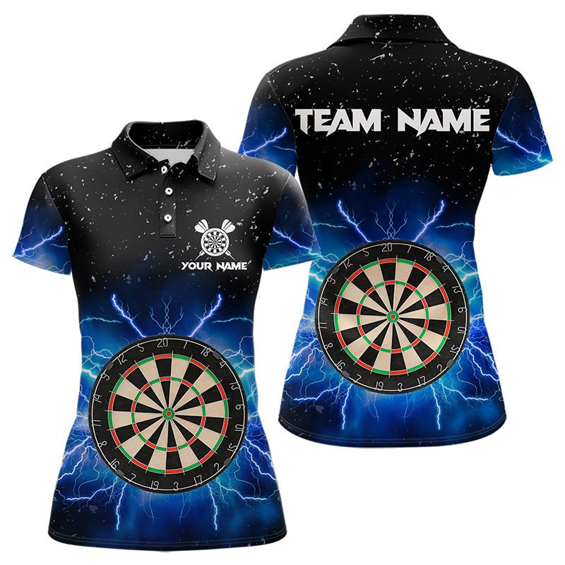 Grunge Schwarze Blaue Blitz Darts Polo Shirt – Personalisierbares Darttrikot T3399 - Outfitsuche