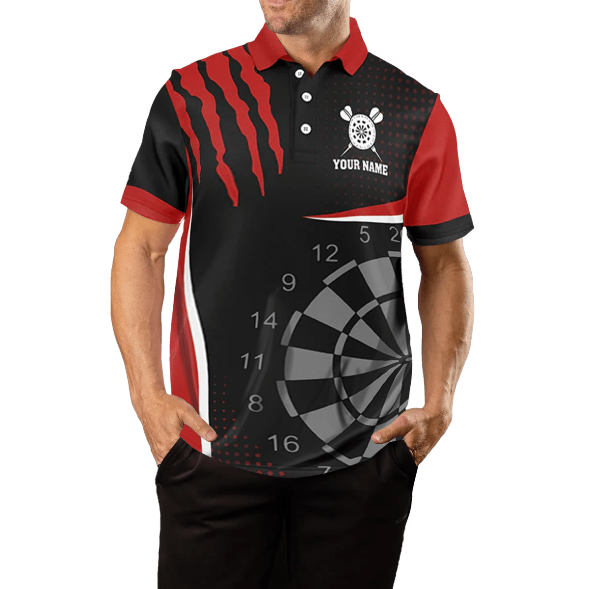 Herren 3D Adler Darts Polo Shirt - Rot T1260 - Outfitsuche