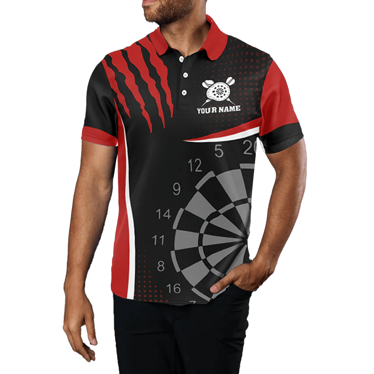 Herren 3D Adler Darts Polo Shirt - Rot T1260 - Outfitsuche