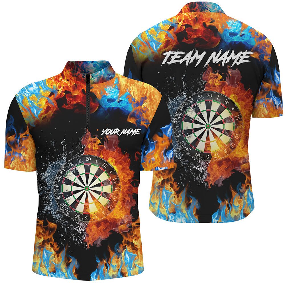 Herren 3D bedrucktes Dartboard Feuer und Wasser Viertel - Zip Darts Trikot T1277 - Outfitsuche