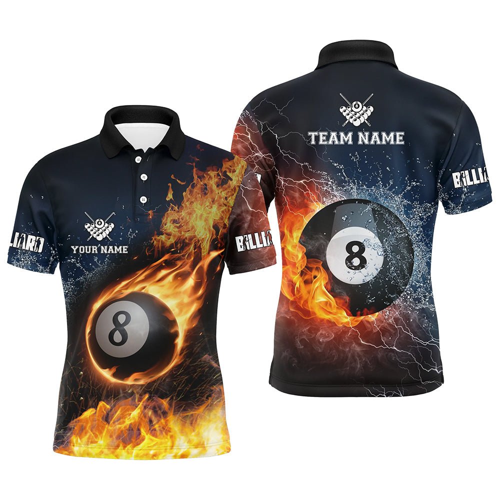 Herren 3D Billard 8 - Ball Polo - Shirt Feuer und Wasser V0253 - Outfitsuche