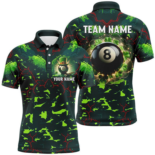 Herren 3D Billard 8 - Ball Shamrock Polo - Shirt T1138 - Outfitsuche