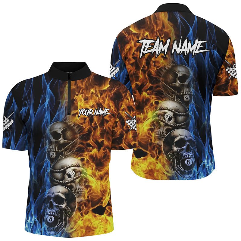 Herren 3D Billardshirt mit einzigartigem Skull - Feuer - Wasser - Motiv T2085 - Outfitsuche