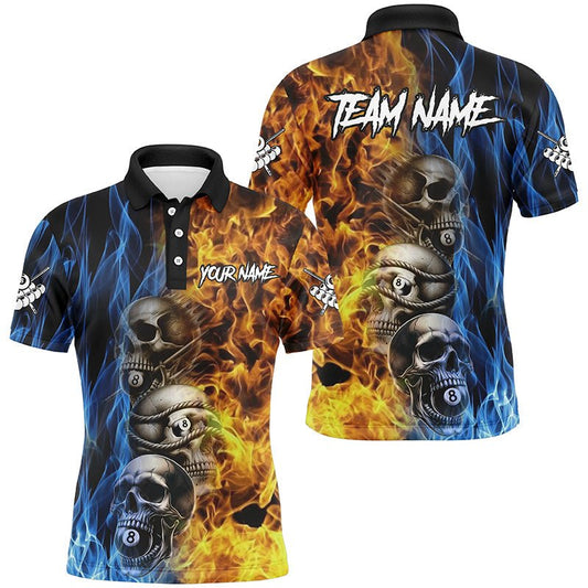 Herren 3D Billardshirt mit einzigartigem Skull - Feuer - Wasser - Motiv T2085 - Outfitsuche