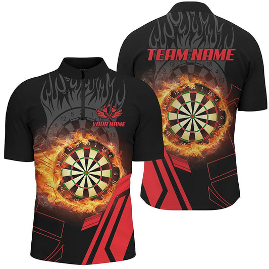 Herren 3D Dartboard Feuer Flamme Rot Viertel - Zip Shirt T1276 - Outfitsuche