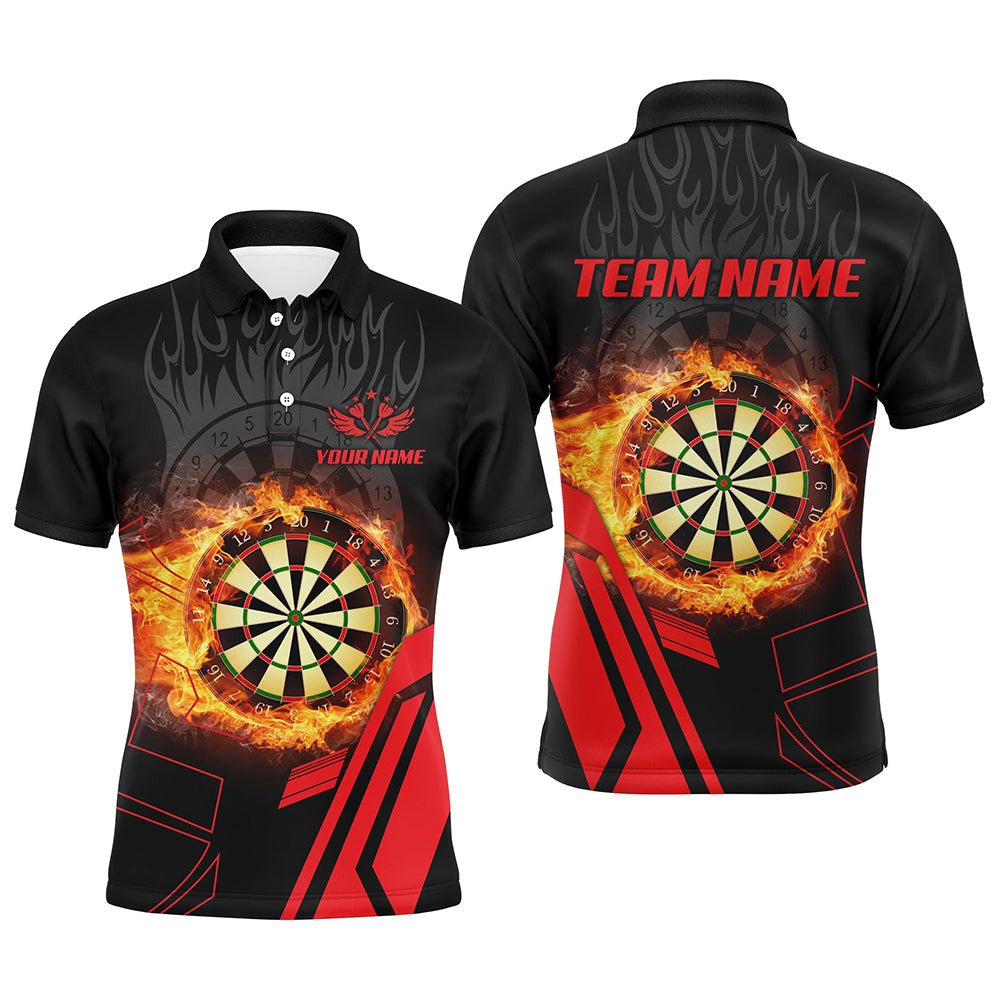 Herren 3D Feuer Flamme Rotes Dartboard Polo Shirt - Individuelles Dartspieler Geschenk T1276 - Outfitsuche