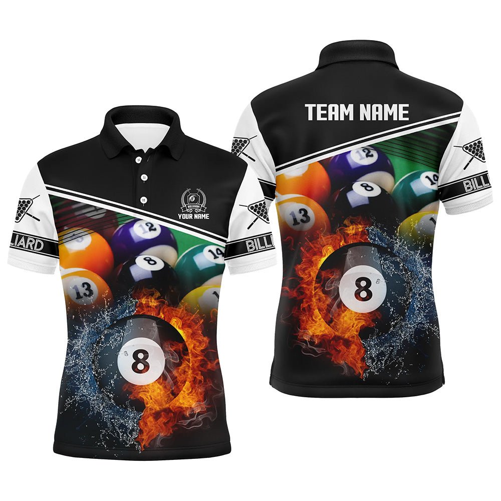 Herren 3D Feuer und Wasser Billard 8 - Ball Polo - Shirt T1384 - Outfitsuche