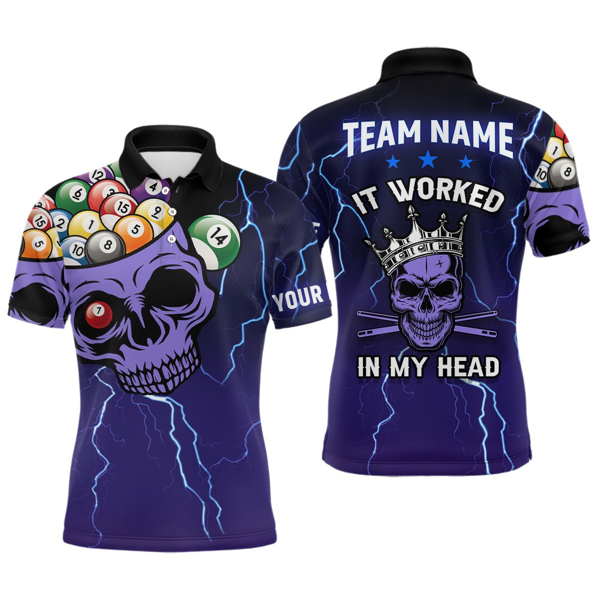 Herren 3D Skull Billard Polo - Shirt T0077 - Outfitsuche