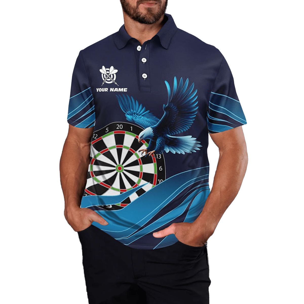 Herren Adler Blau Darts Polo Shirt T1518 - Outfitsuche