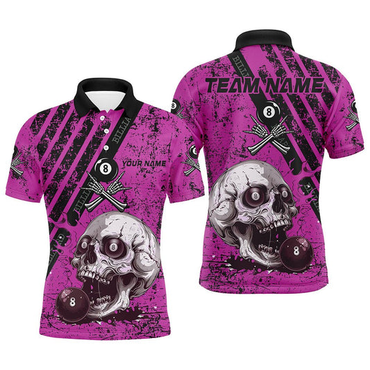 Herren Billiardshirt mit pink - blauem Totenkopf T1931 - Outfitsuche