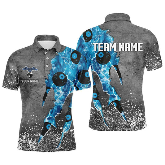 Herren Billiardshirt T1657 in Blau mit Thunder Lightning Grunge Design - Outfitsuche