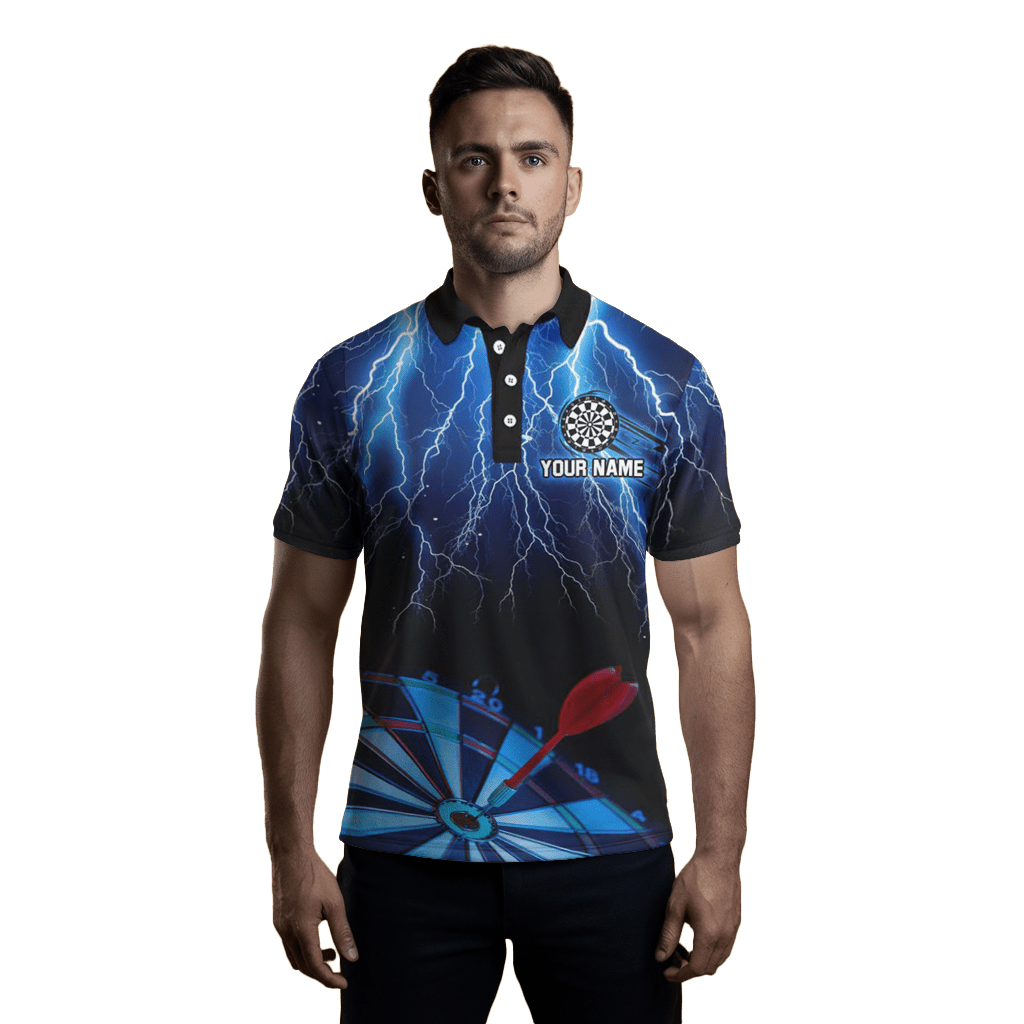 Herren Blaue Blitz 3D Dartboard Darts Polo T1995 - Outfitsuche