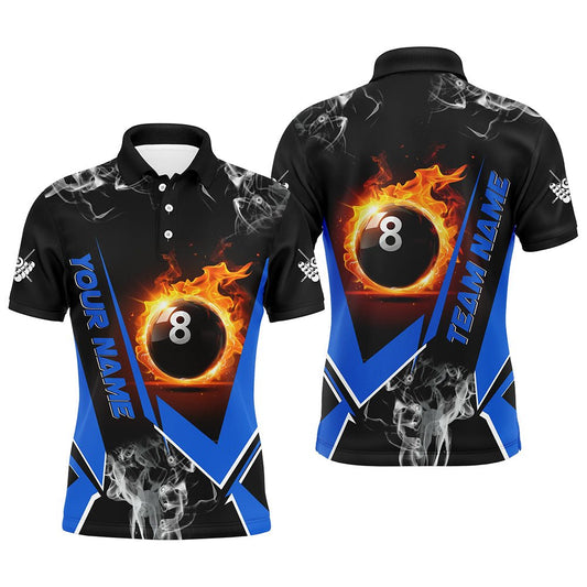 Herren Blue Flame 8 - Ball Pool Billard Jersey T1846 - Outfitsuche