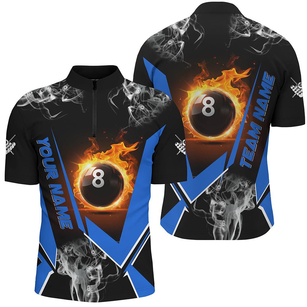 Herren Blue Flame 8 - Ball Pool Billard Jersey T1846 - Outfitsuche